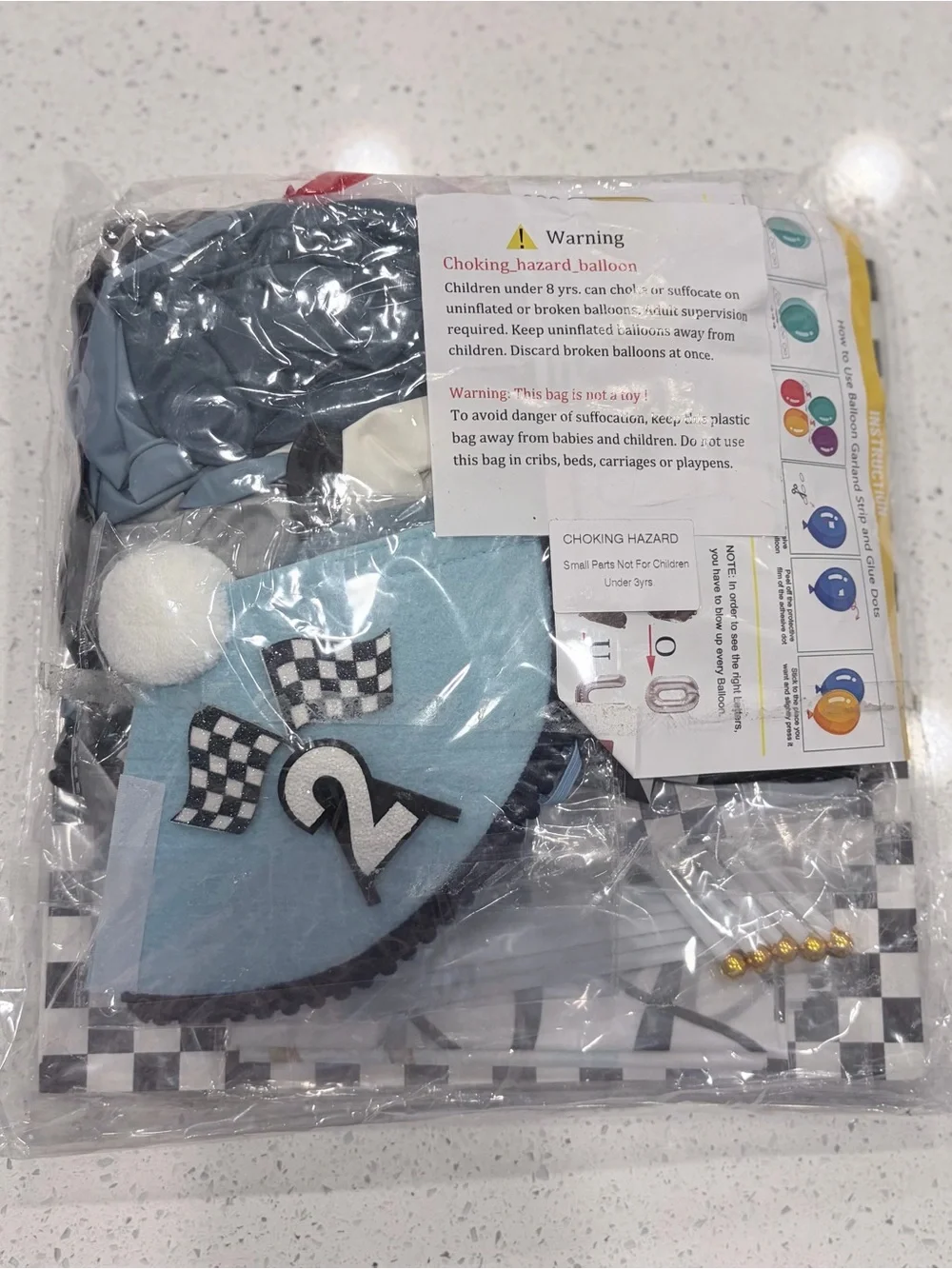 Two Fast Aqua Blue Racing Party Balloon Kit Decorations 2nd Birthday